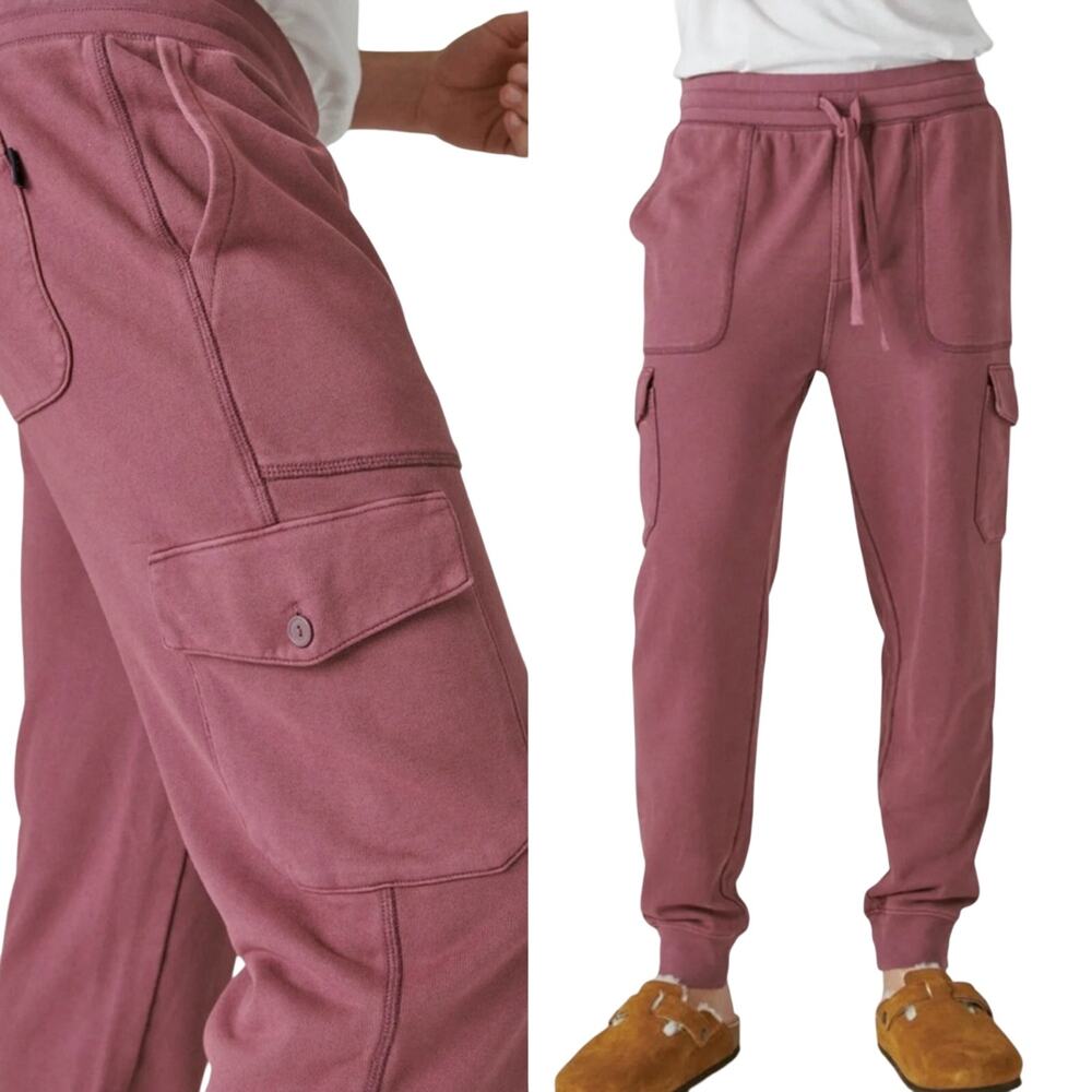 Lucky Brand Mens Cargo Jogger XXL NEW Sueded Terry Dusty Mauve Sweatpants Lounge
